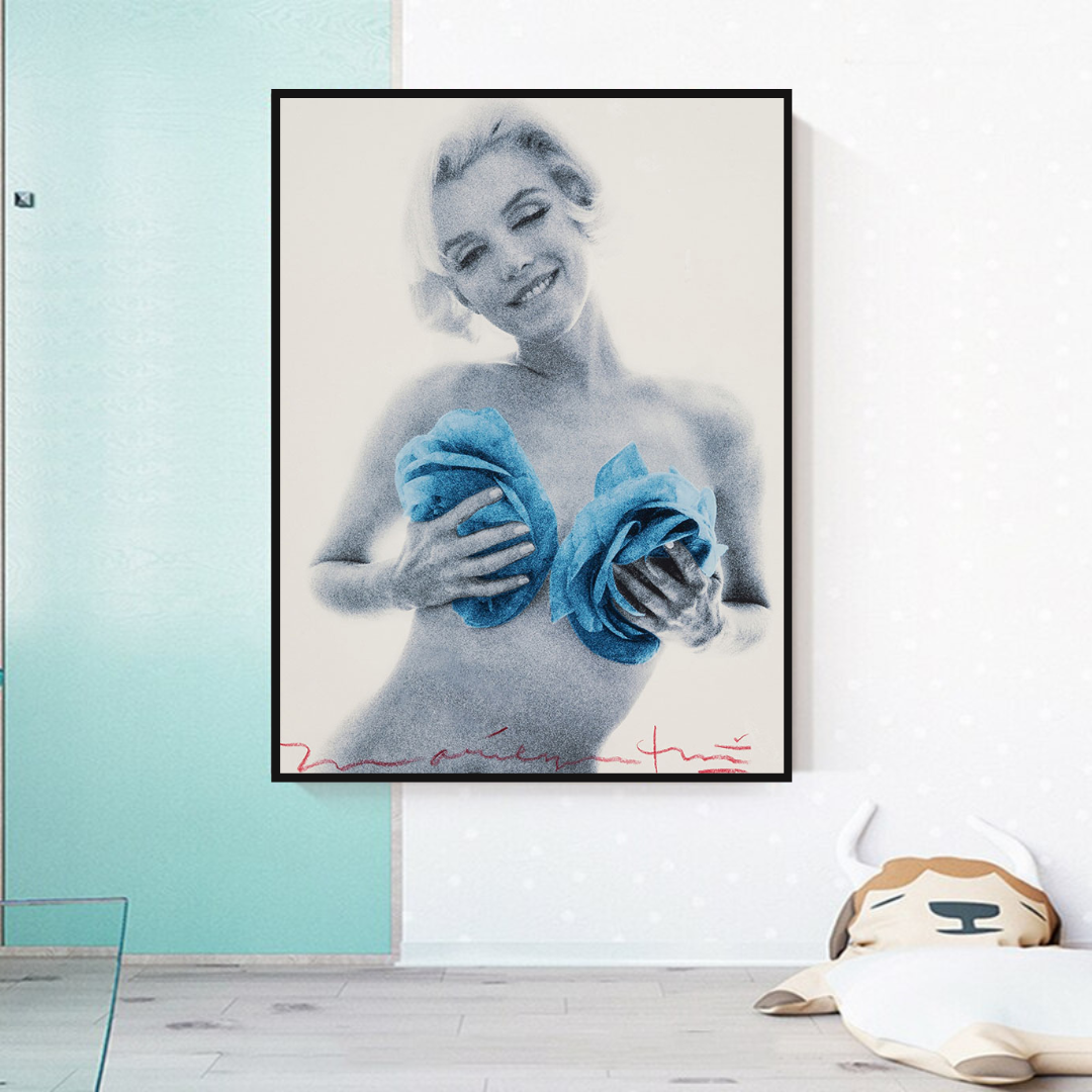 Blue Flowers Marilyn Poster - Vibrant Floral Art Prints