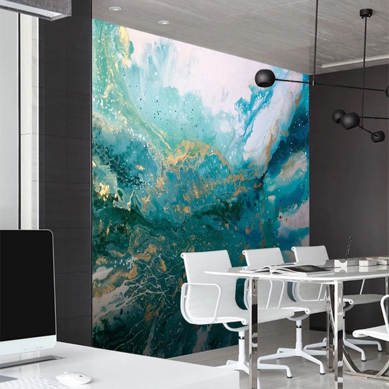 Fond d'écran d'encre bleu paysage Splash pour la décoration murale à la maison