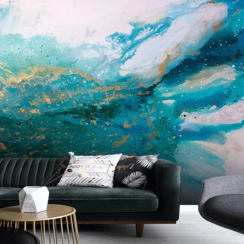 Fond d'écran d'encre bleu paysage Splash pour la décoration murale à la maison