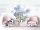 Blue Tree Sketch Wallpaper Murals