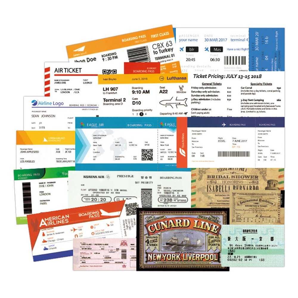 Boarding Pass Air Tickets Stickers Pack | Famous Bundle Stickers | Waterproof Bundle Stickers