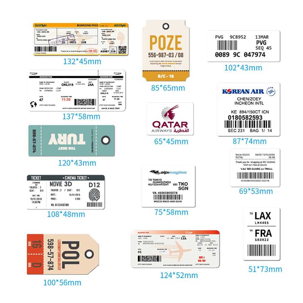 Boarding Pass Air Tickets Stickers Pack | Famous Bundle Stickers | Waterproof Bundle Stickers