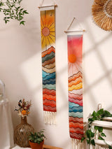 Bohemian Hand Woven Sun and Moon Cactus Tassel Macrame