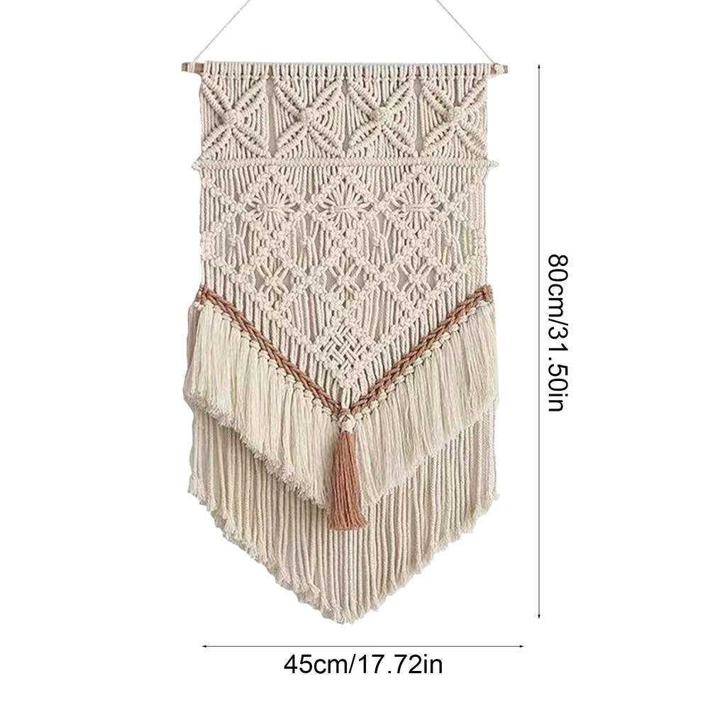 Woven Bohemian Tapestry for Wall | Fiber Art Macrame for Wall with Tassels | Living Room Wall Hanging Decor.