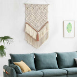 Woven Bohemian Tapestry for Wall | Fiber Art Macrame for Wall with Tassels | Living Room Wall Hanging Decor.