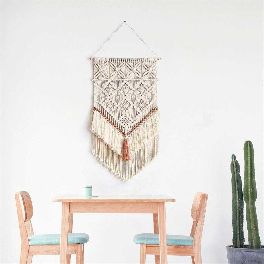 Woven Bohemian Tapestry for Wall | Fiber Art Macrame for Wall with Tassels | Living Room Wall Hanging Decor.