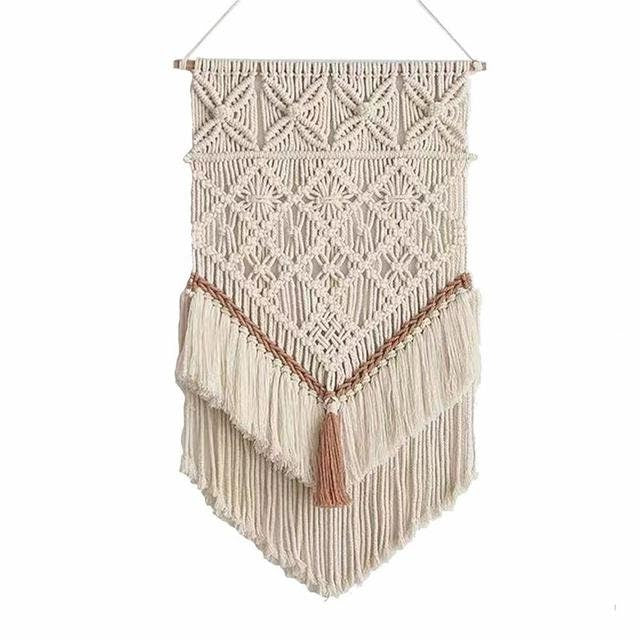 Woven Bohemian Tapestry for Wall | Fiber Art Macrame for Wall with Tassels | Living Room Wall Hanging Decor.