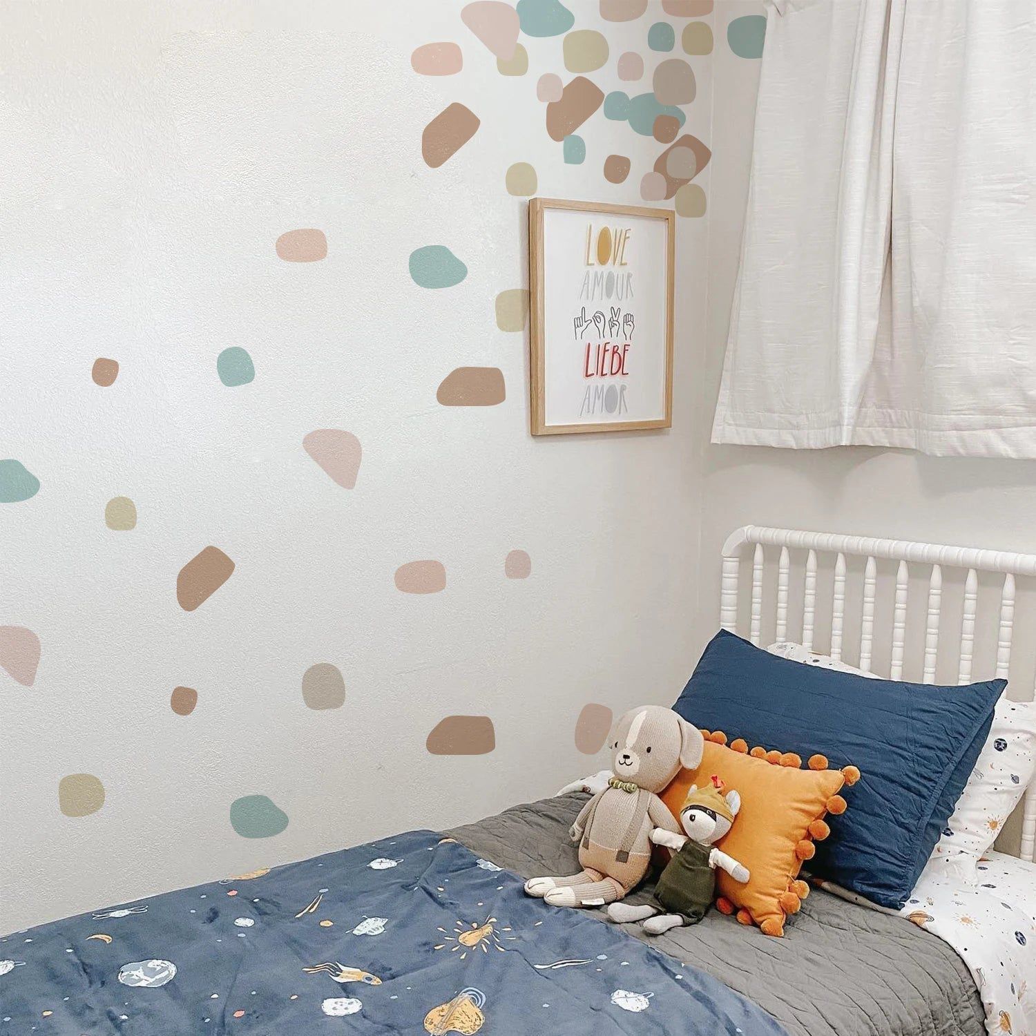 Boho geometrische Terrazzo-Kinderzimmer-Wandaufkleber – abnehmbare DIY-Aufkleber