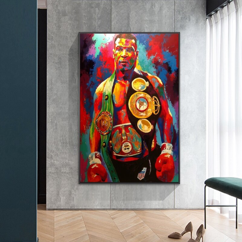 Art mural sur toile champion de boxe Tyson