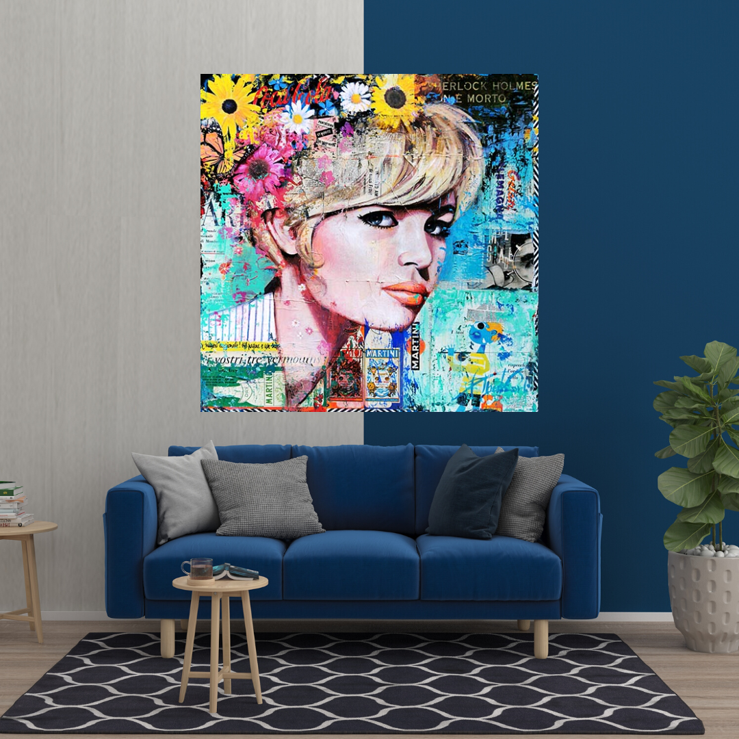 Brigitte Bardot Poster: Pop Art Canvas Wall Art