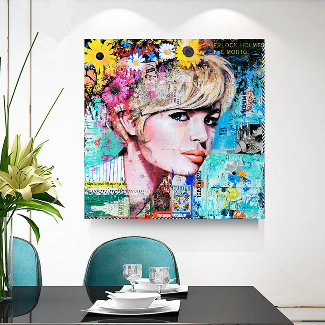 Brigitte Bardot Poster: Pop Art Canvas Wall Art