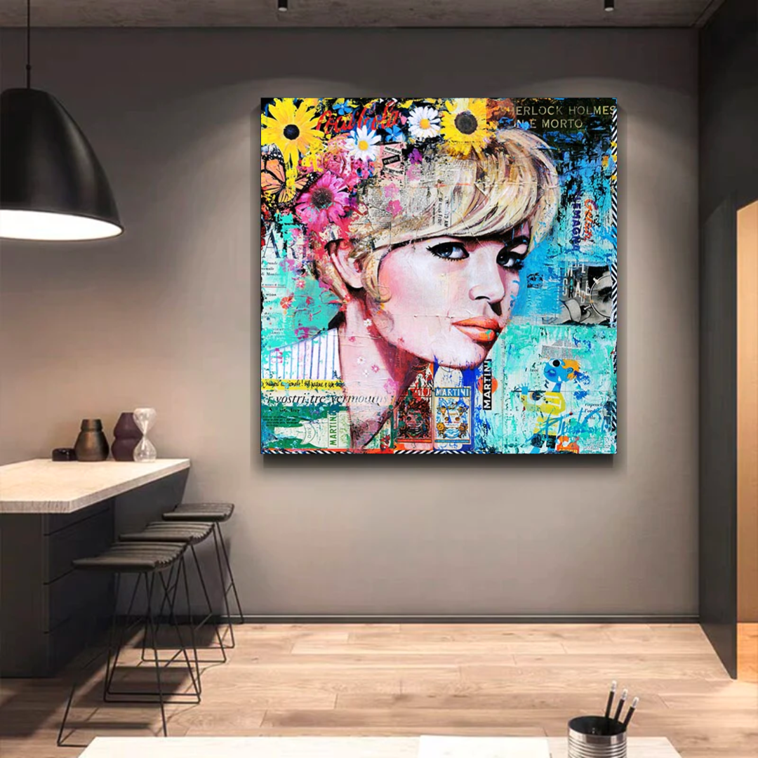 Brigitte Bardot Poster: Pop Art Canvas Wall Art