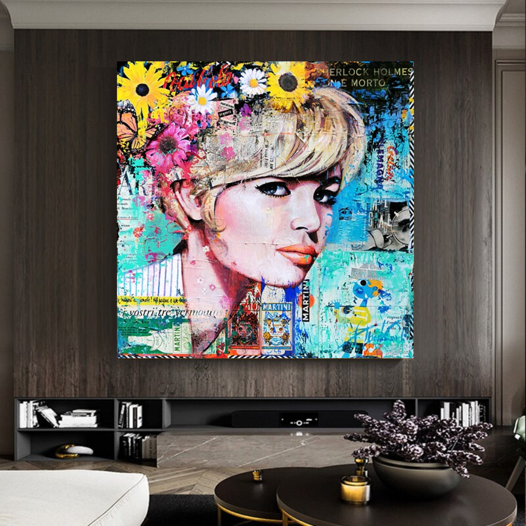 Brigitte Bardot Poster: Pop Art Canvas Wall Art