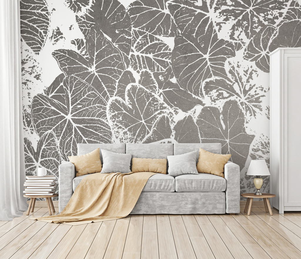 Brown Leaf Sketch - Monstera Wallpaper Mural