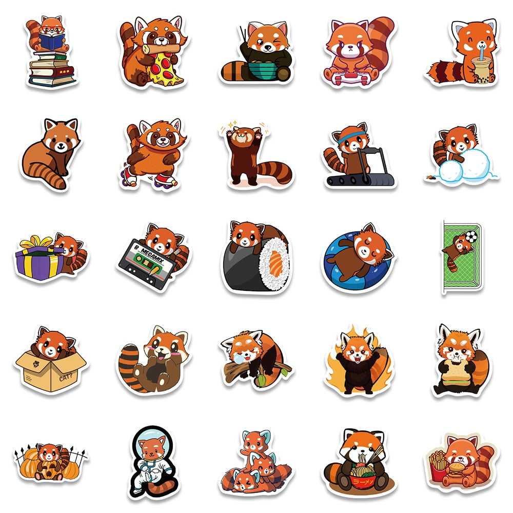 Cute Red Panda Stickers Pack | Famous Bundle Stickers | Waterproof Bundle Stickers