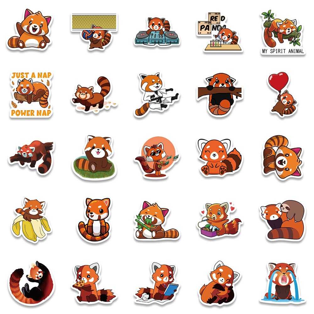 Cute Red Panda Stickers Pack | Famous Bundle Stickers | Waterproof Bundle Stickers