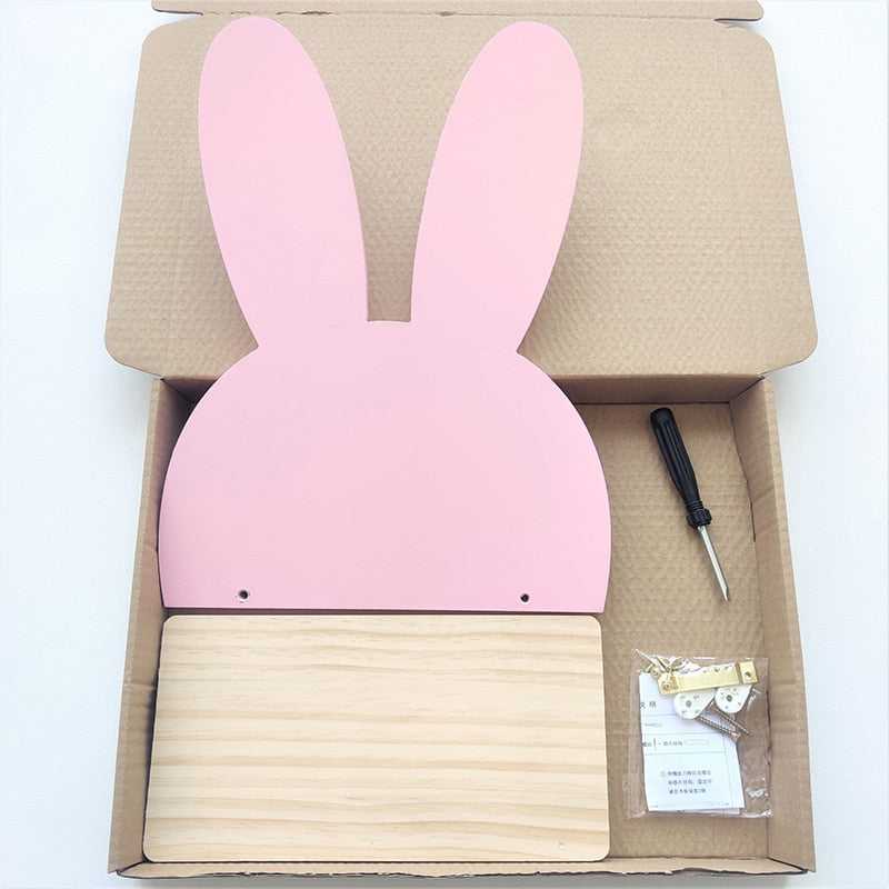 Bunny Rabbit Shape Wooden Wall Shelf