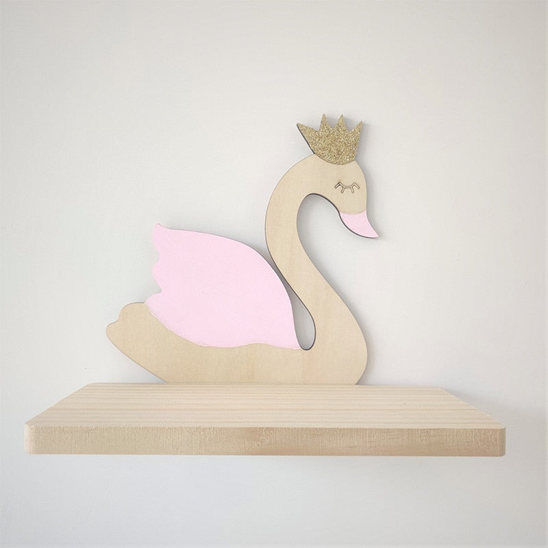 Bunny Rabbit Shape Wooden Wall Shelf