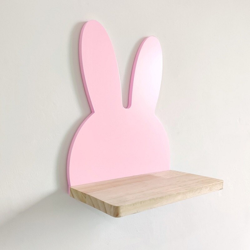 Bunny Rabbit Shape Wooden Wall Shelf