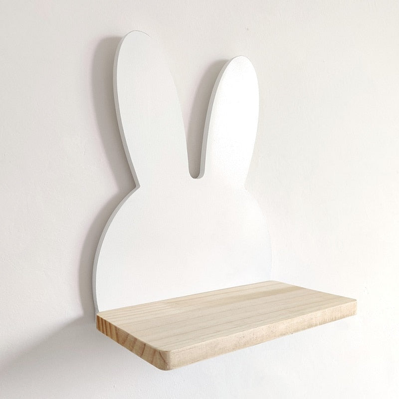 Bunny Rabbit Shape Wooden Wall Shelf