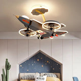 Cargo Airplane Ceiling Light with Fan for Kids Room