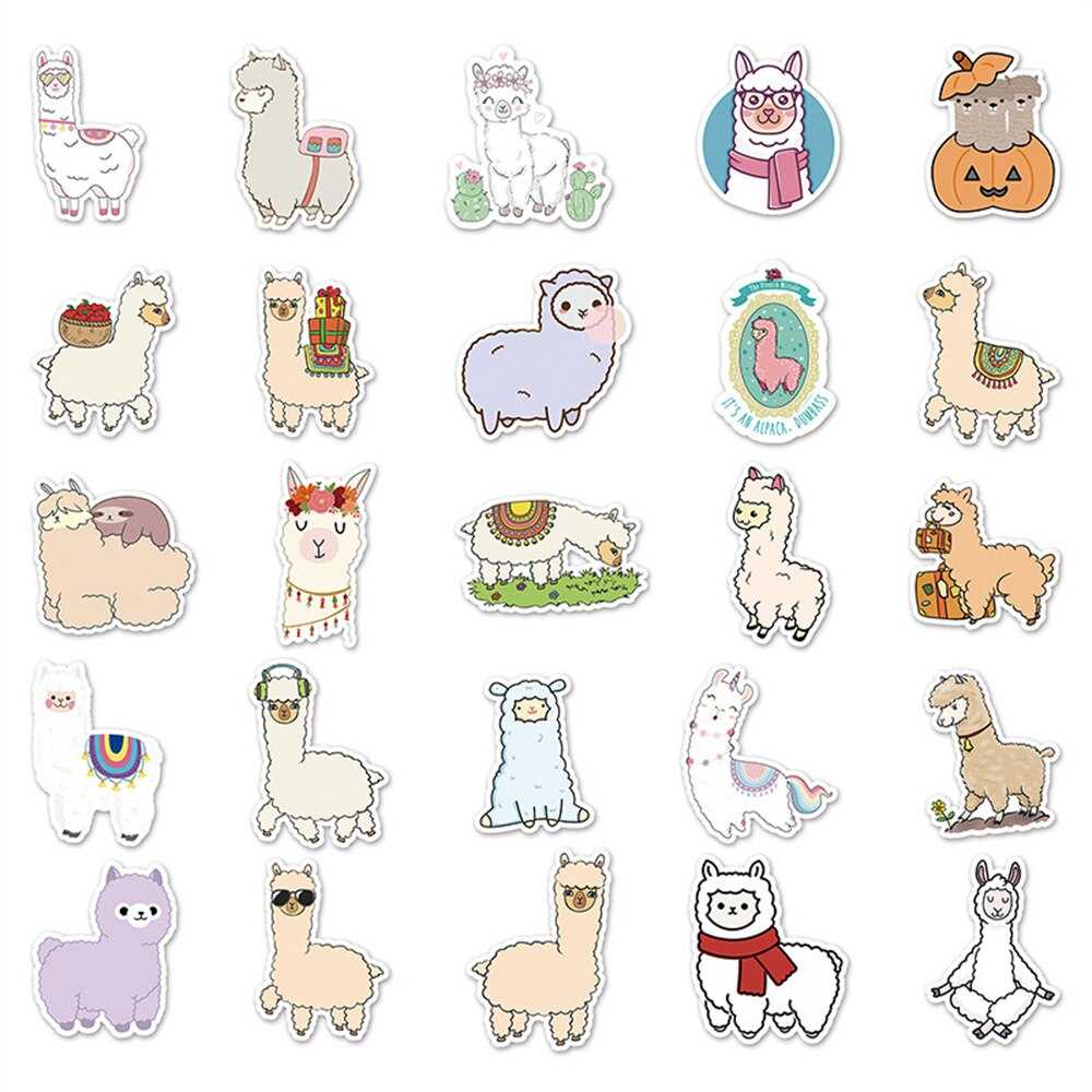 Cartoon Alpaca Stickers Pack | Famous Bundle Stickers | Waterproof Bundle Stickers