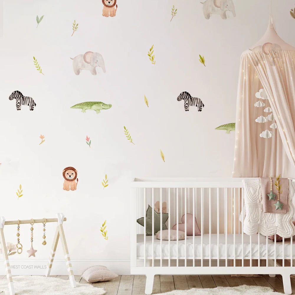 Cartoon Animal Wall Stickers for Kids - Peel and Stick Removable Decals