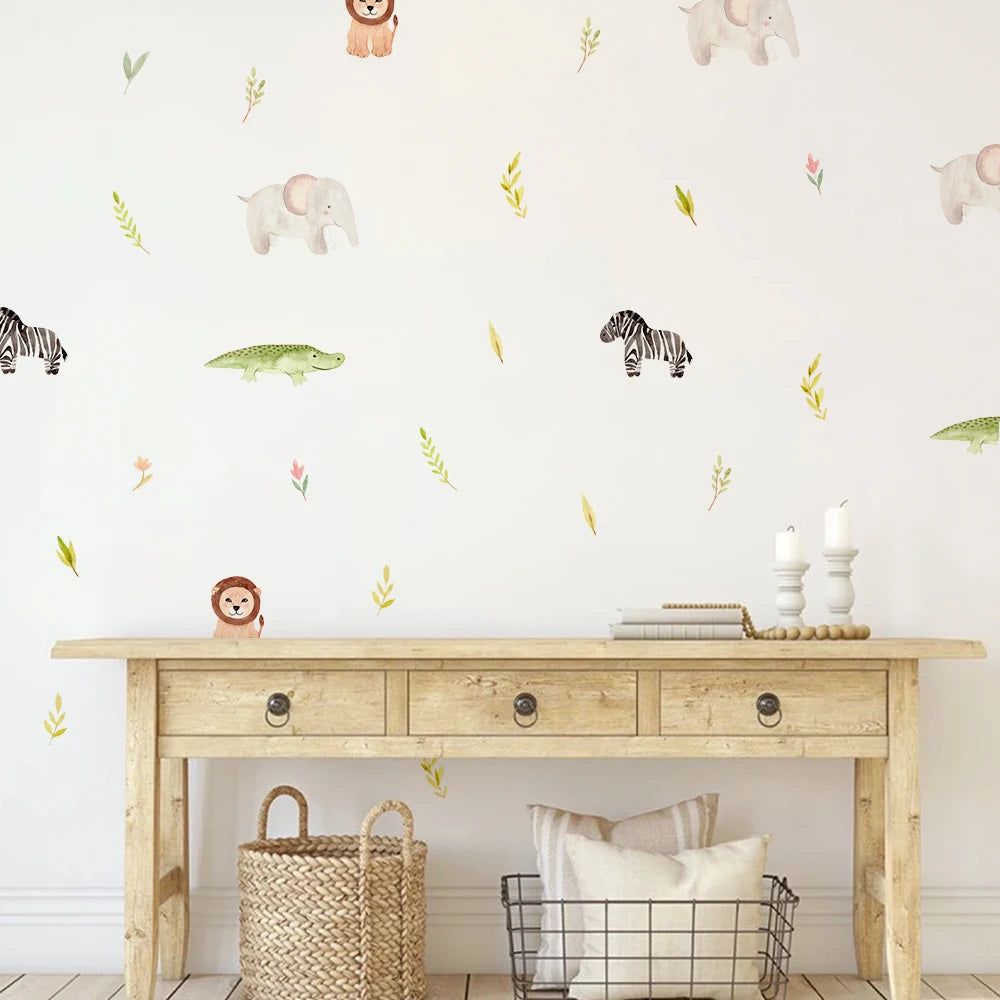 Cartoon Animal Wall Stickers for Kids - Peel and Stick Removable Decals