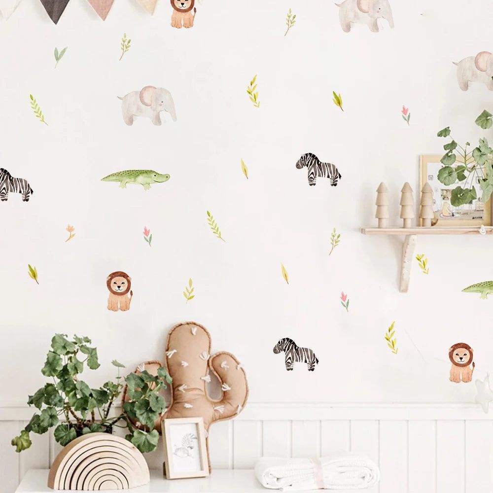 Cartoon Animal Wall Stickers for Kids - Peel and Stick Removable Decals