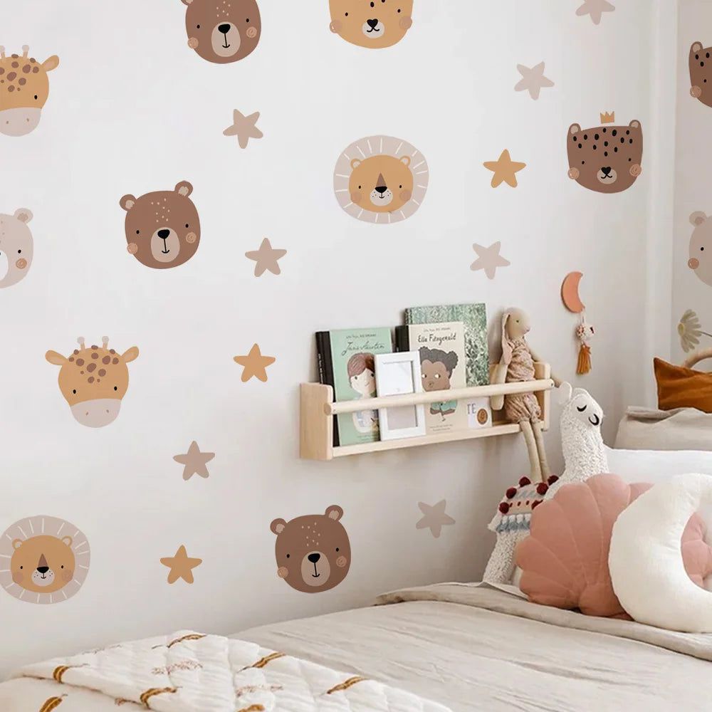 Cartoon Animals Wall Decal for Baby Nursery or Childrens Room