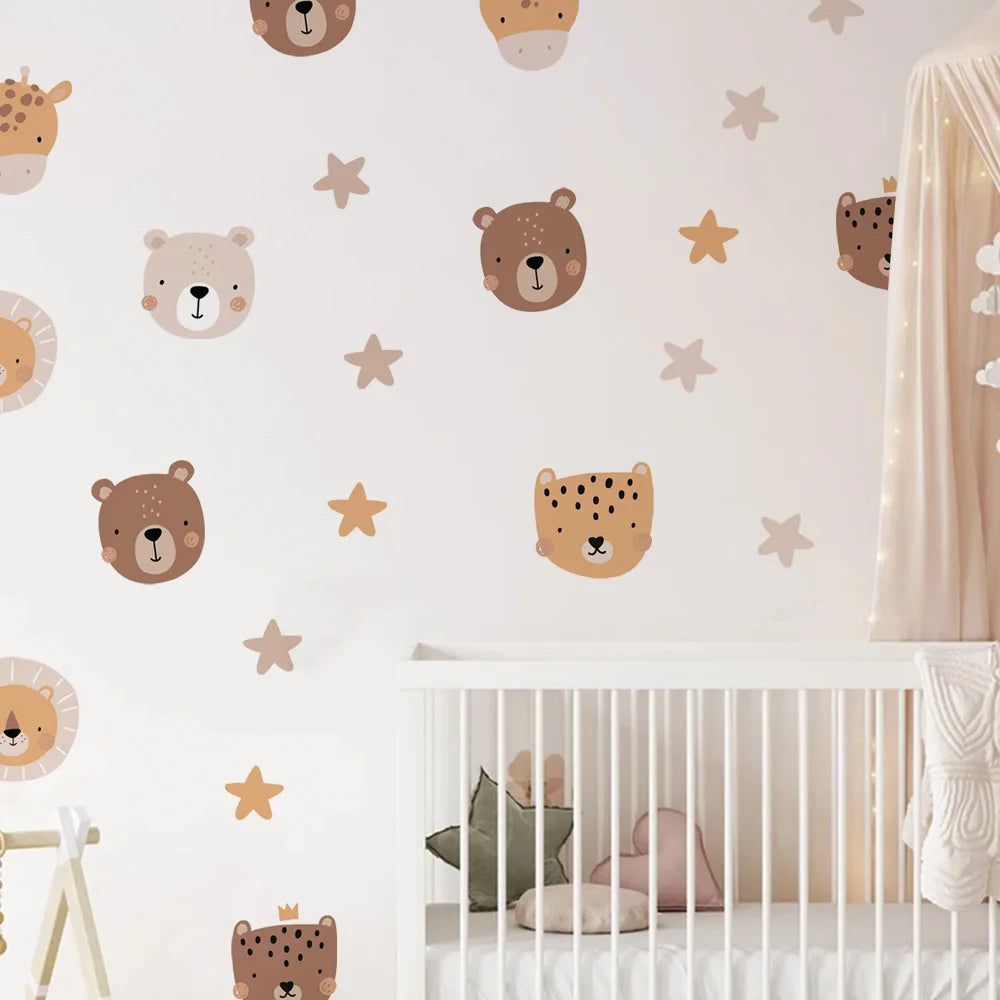 Cartoon Animals Wall Decal for Baby Nursery or Childrens Room