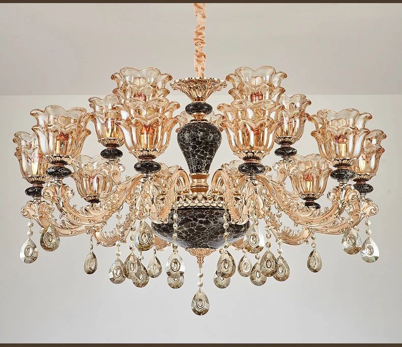 Lustre en cristaux de céramique - Élégance contemporaine avec télécommande