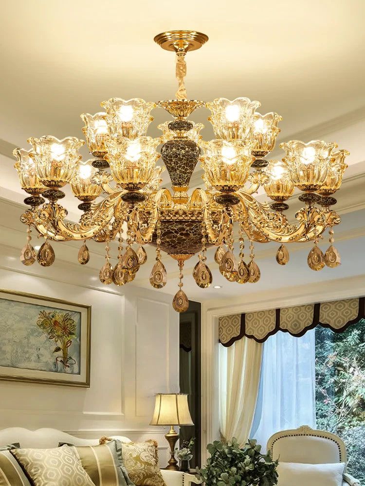 Ceramic Crystals Chandelier - Contemporary Elegance with Remote Control