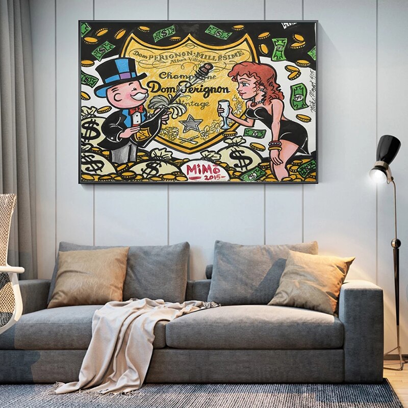 Champagne Money Alec Monopoly Impression sur toile