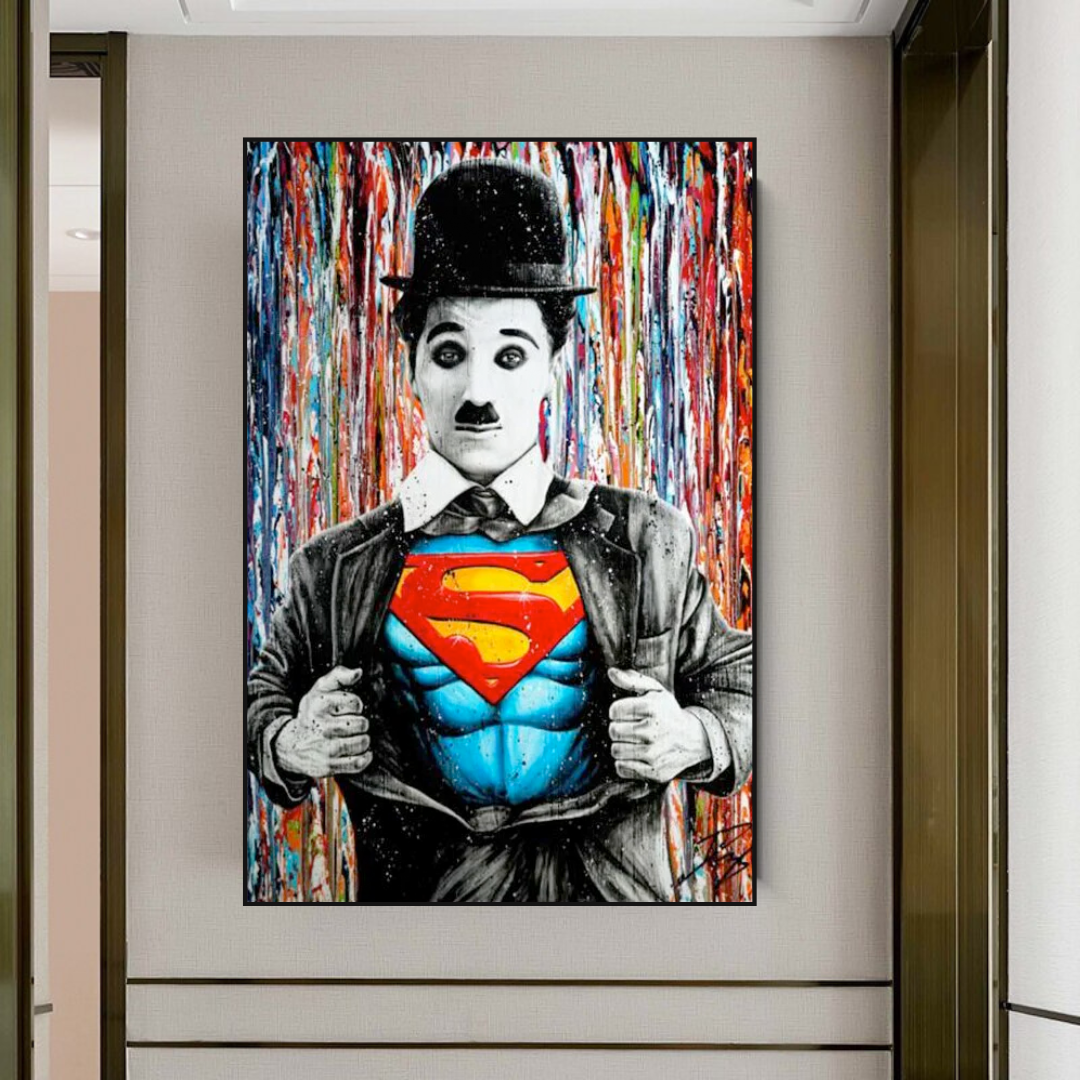 Charlie as Super Man Canvas Wall Art