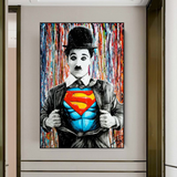 Charlie como Super Man Arte de Pared en Lienzo