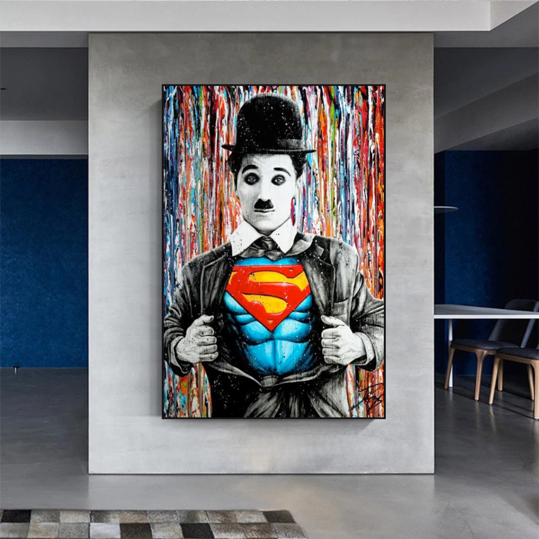 Charlie als Super Man Leinwand-Wandkunst