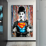 Charlie as Super Man Canvas Wall Art