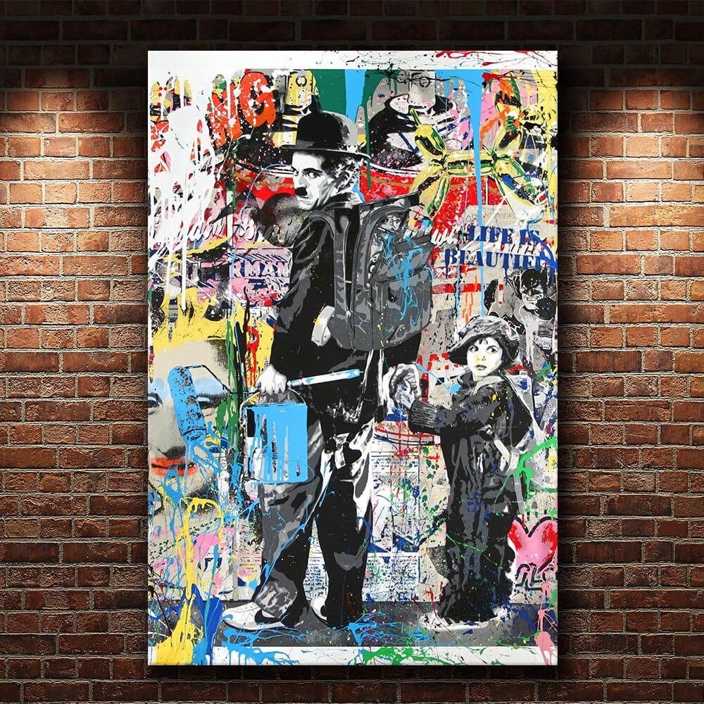 Arte de pared de Charlie Chaplin, pintura en lienzo, póster