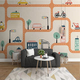 City Roads Car Tracks Nursery Wallpaper