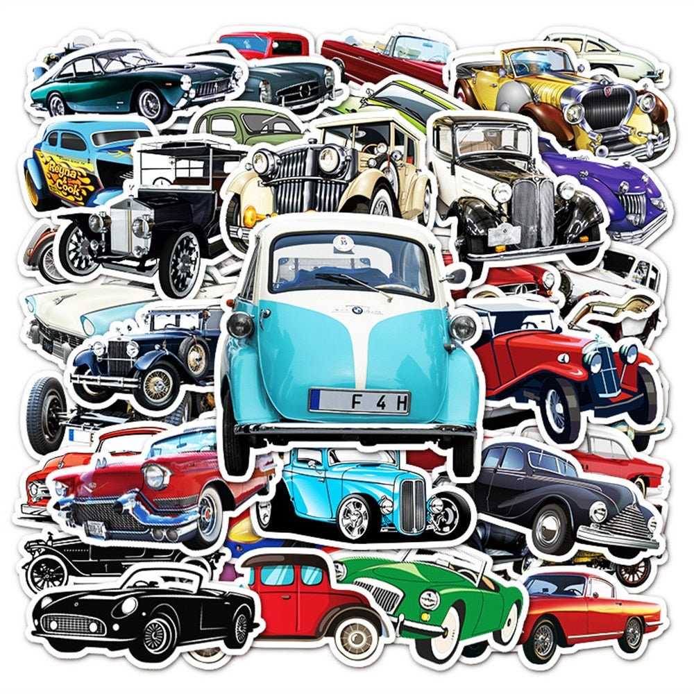 Classic Cars Stickers Pack | Famous Bundle Stickers | Waterproof Bundle Stickers