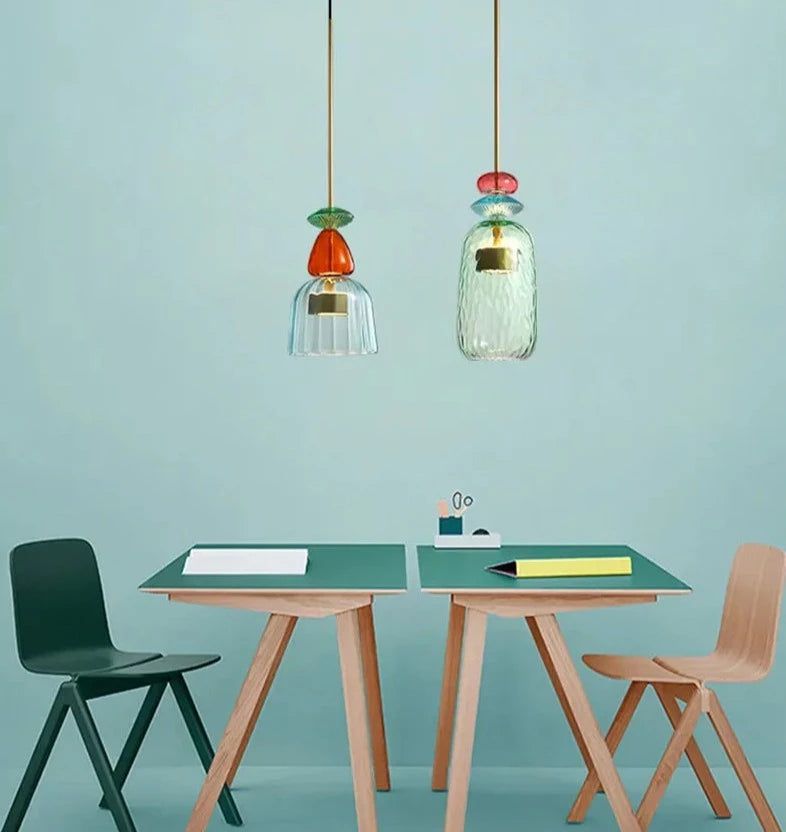 Colorful Glass LED Pendant Lights - Illuminate Your Space with Elegance