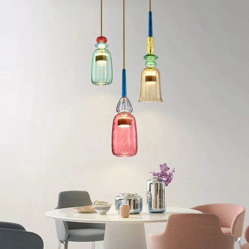 Colorful Glass LED Pendant Lights - Illuminate Your Space with Elegance