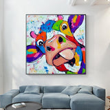 Colourful Cow Head Canvas Wall Art