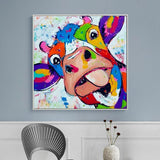 Colourful Cow Head Canvas Wall Art