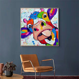 Colourful Cow Head Canvas Wall Art