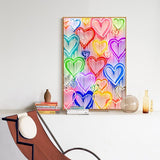 Colourful Love Hearts Canvas Wall Art