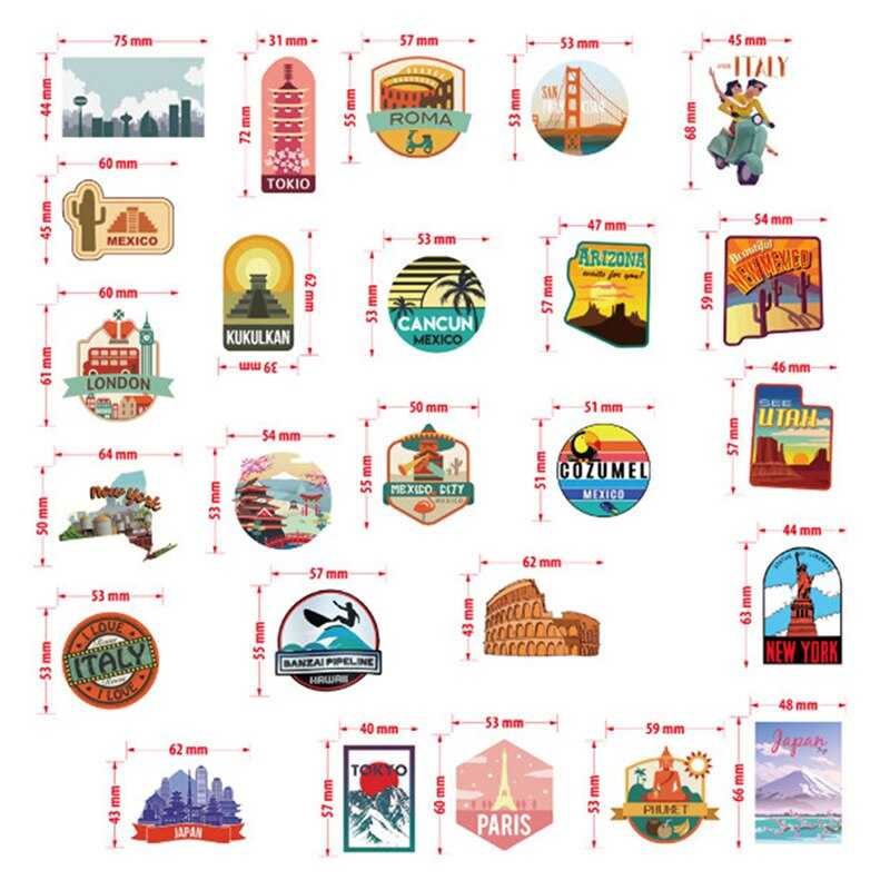 Travel City Landscape 50 Stickers Pack | Famous Bundle Stickers | Waterproof Bundle Stickers