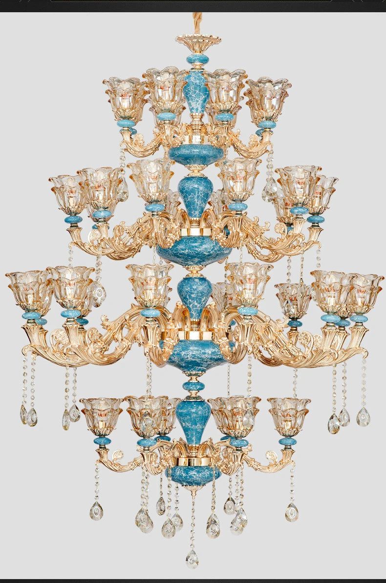 Lustre à étages en céramique cristal – Élevez votre espace avec une élégance intemporelle.