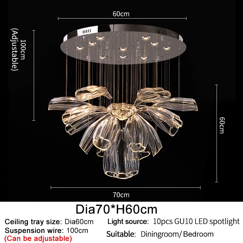 Kristallglas-Kronleuchter mit Blütenblättern: Elegante Beleuchtungskörper